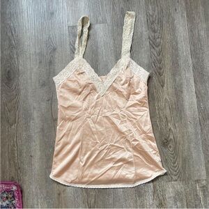 Vintage Silky Lace Trim Cami Tank